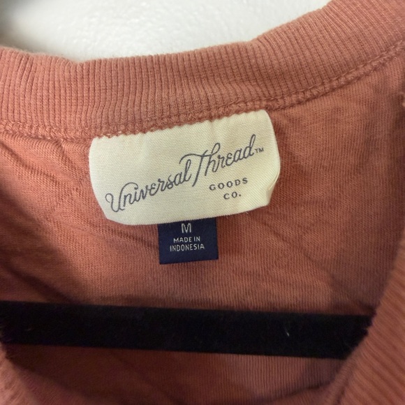 dusty pink quilted crewneck pullover with floral piping size medium 100% cotton - Picture 6 of 8